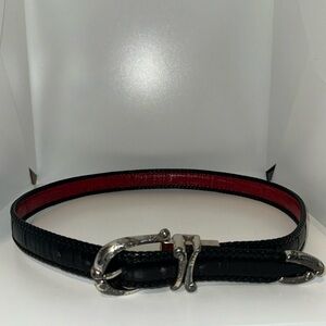 Brighton Leather Reversible Belt Black & Red Croc Embossed 32
